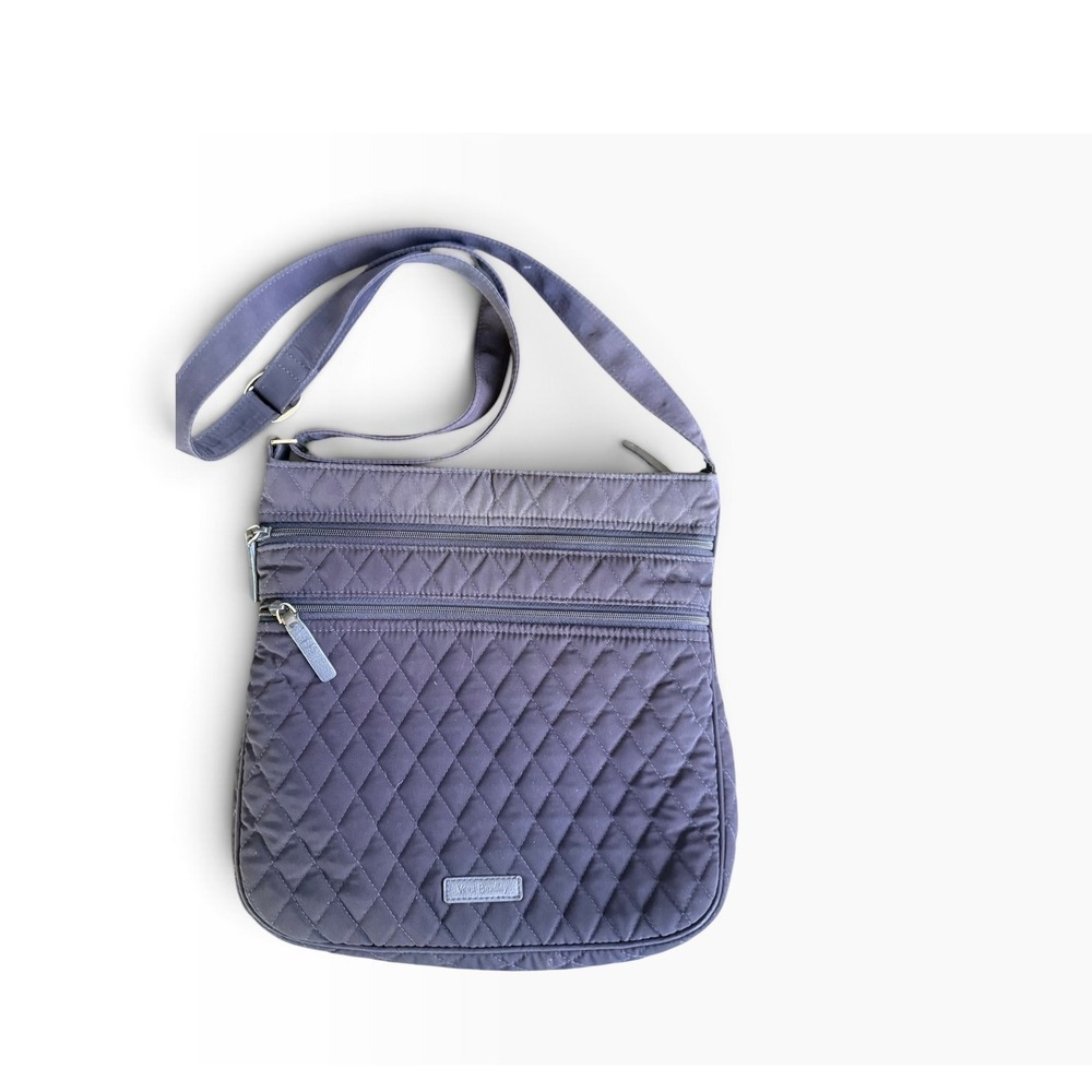 Vera Bradley Triple Zip Hipster Classic Navy Microfiber Crossbody Bag Utility